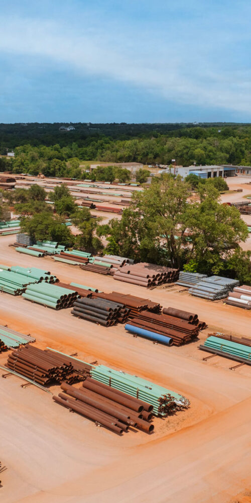 Aerial photo of steel pipe yard