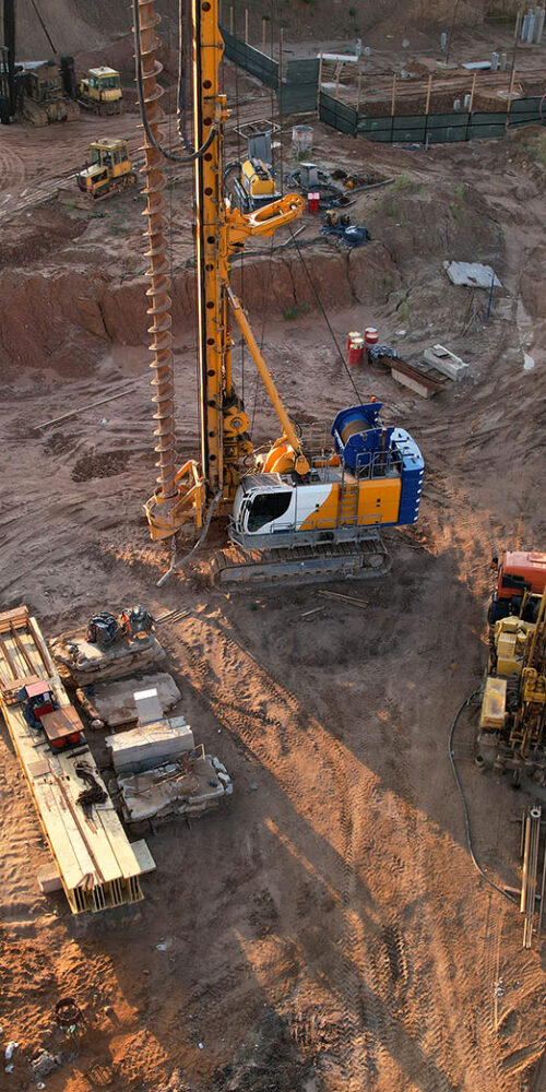 Deep,Foundation,Machine.,Drilling,Rig,And,Pile,Driver,At,Construction